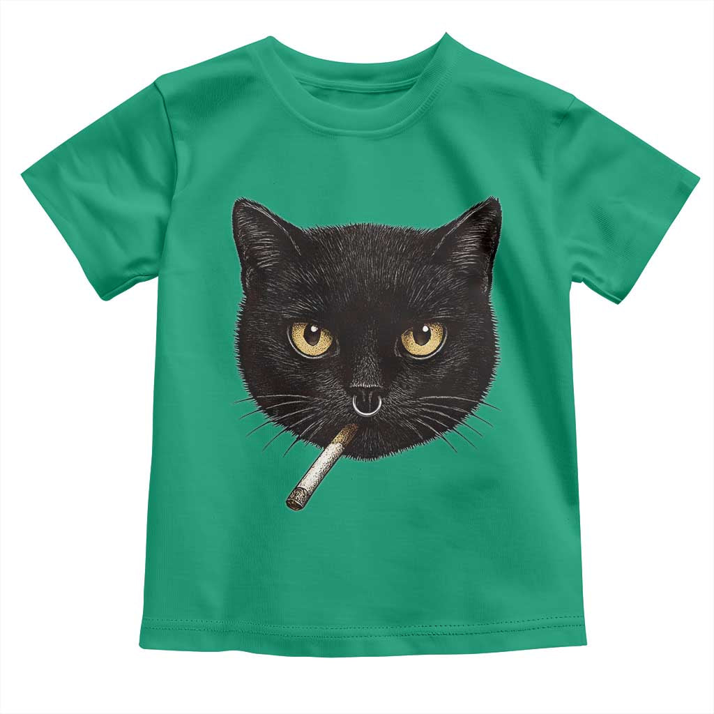 Smoking Cat Y2K Toddler T Shirt Vintage Black Cat Edgy Retro 90s Grunge TS10 Irish Green Print Your Wear