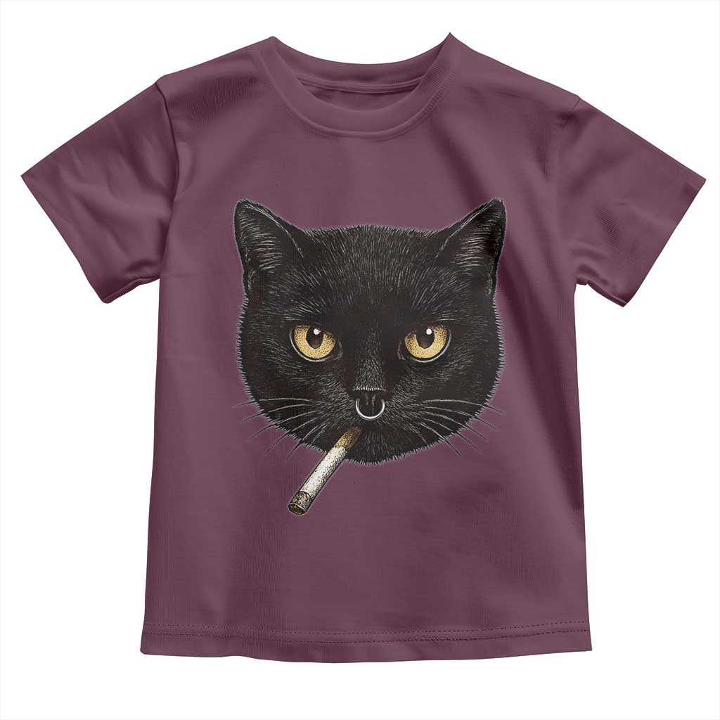 Smoking Cat Y2K Toddler T Shirt Vintage Black Cat Edgy Retro 90s Grunge TS10 Maroon Print Your Wear