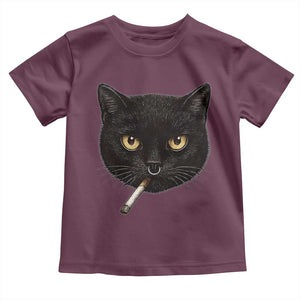 Smoking Cat Y2K Toddler T Shirt Vintage Black Cat Edgy Retro 90s Grunge TS10 Maroon Print Your Wear