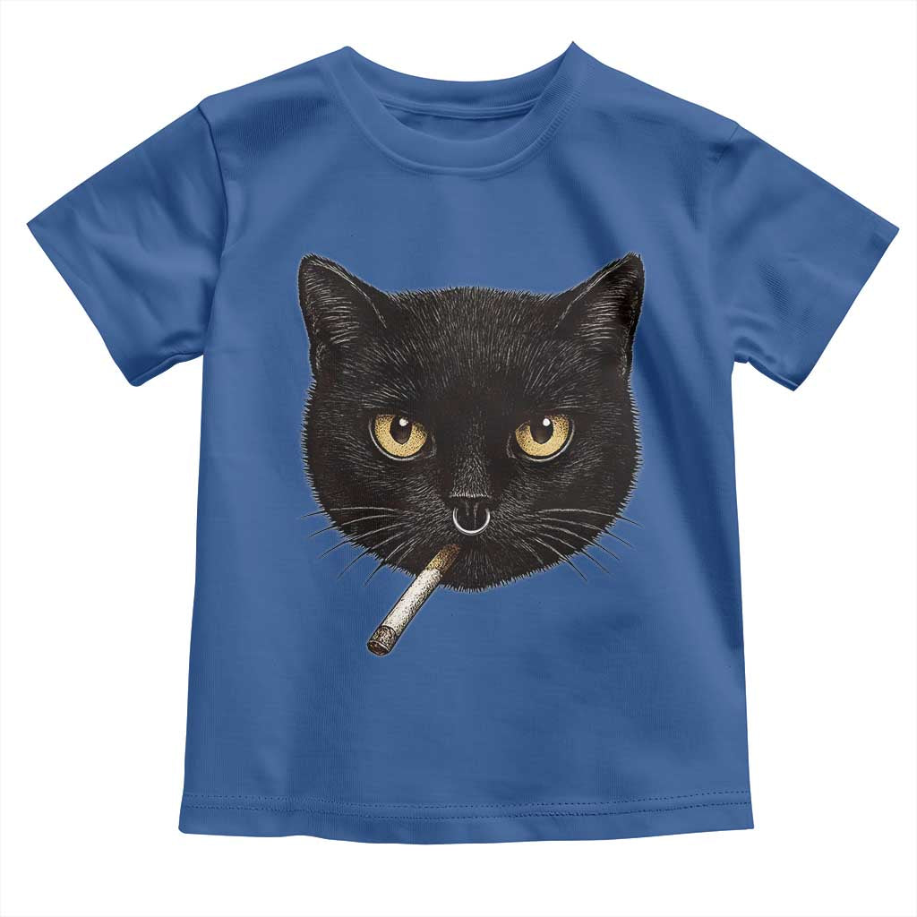 Smoking Cat Y2K Toddler T Shirt Vintage Black Cat Edgy Retro 90s Grunge TS10 Royal Blue Print Your Wear