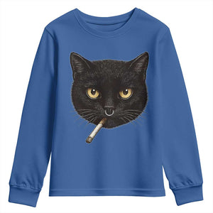 Smoking Cat Y2K Youth Sweatshirt Vintage Black Cat Edgy Retro 90s Grunge TS10 Royal Blue Print Your Wear