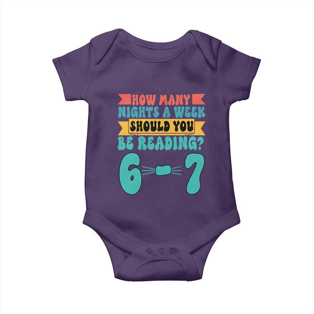 Funny 67 Six Seven Teacher Baby Onesie How Many Nights A Week Should You Be Reading 6 7 TS10 Purple Print Your Wear