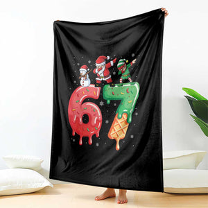 67 Six Seven Christmas Throw Blanket Funny Dabbing Santa Elf Friends 6 7 Meme Gen Alpha Slang TS10 Print Your Wear