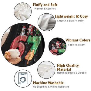 67 Six Seven Christmas Throw Blanket Funny Dabbing Santa Elf Friends 6 7 Meme Gen Alpha Slang TS10 Print Your Wear