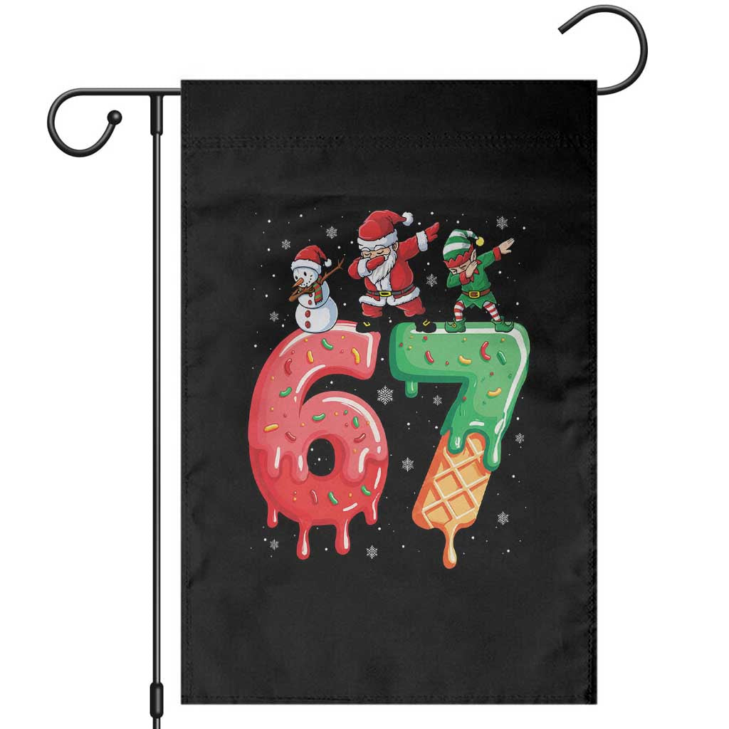 67 Six Seven Christmas Garden Flag Funny Dabbing Santa Elf Friends 6 7 Meme Gen Alpha Slang TS10 Black Print Your Wear