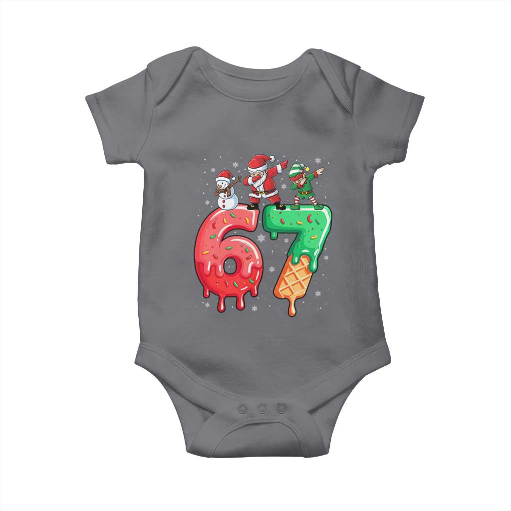 67 Six Seven Christmas Baby Onesie Funny Dabbing Santa Elf Friends 6 7 Meme Gen Alpha Slang TS10 Charcoal Print Your Wear