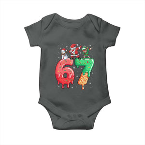 67 Six Seven Christmas Baby Onesie Funny Dabbing Santa Elf Friends 6 7 Meme Gen Alpha Slang TS10 Dark Heather Print Your Wear