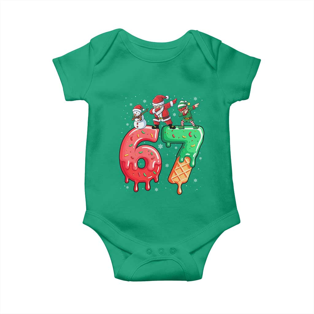 67 Six Seven Christmas Baby Onesie Funny Dabbing Santa Elf Friends 6 7 Meme Gen Alpha Slang TS10 Irish Green Print Your Wear