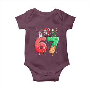 67 Six Seven Christmas Baby Onesie Funny Dabbing Santa Elf Friends 6 7 Meme Gen Alpha Slang TS10 Maroon Print Your Wear