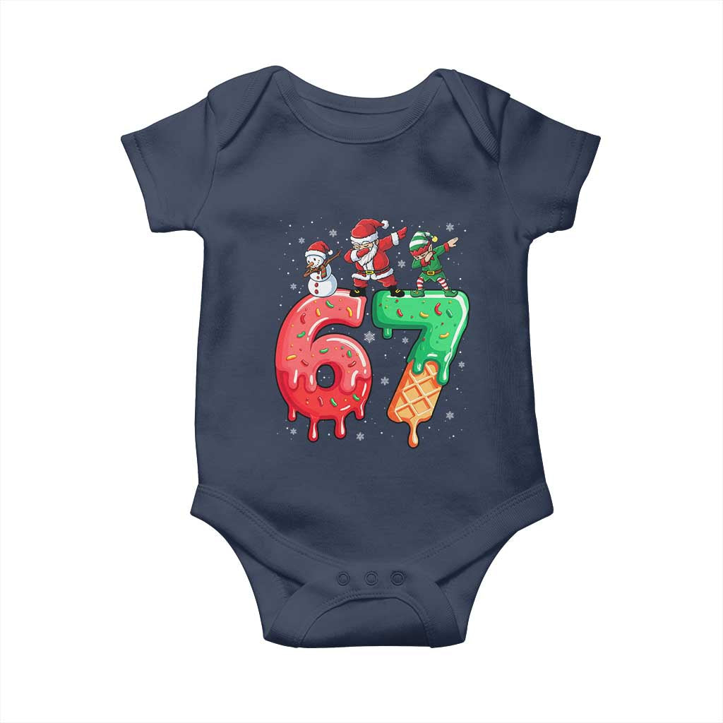 67 Six Seven Christmas Baby Onesie Funny Dabbing Santa Elf Friends 6 7 Meme Gen Alpha Slang TS10 Navy Print Your Wear