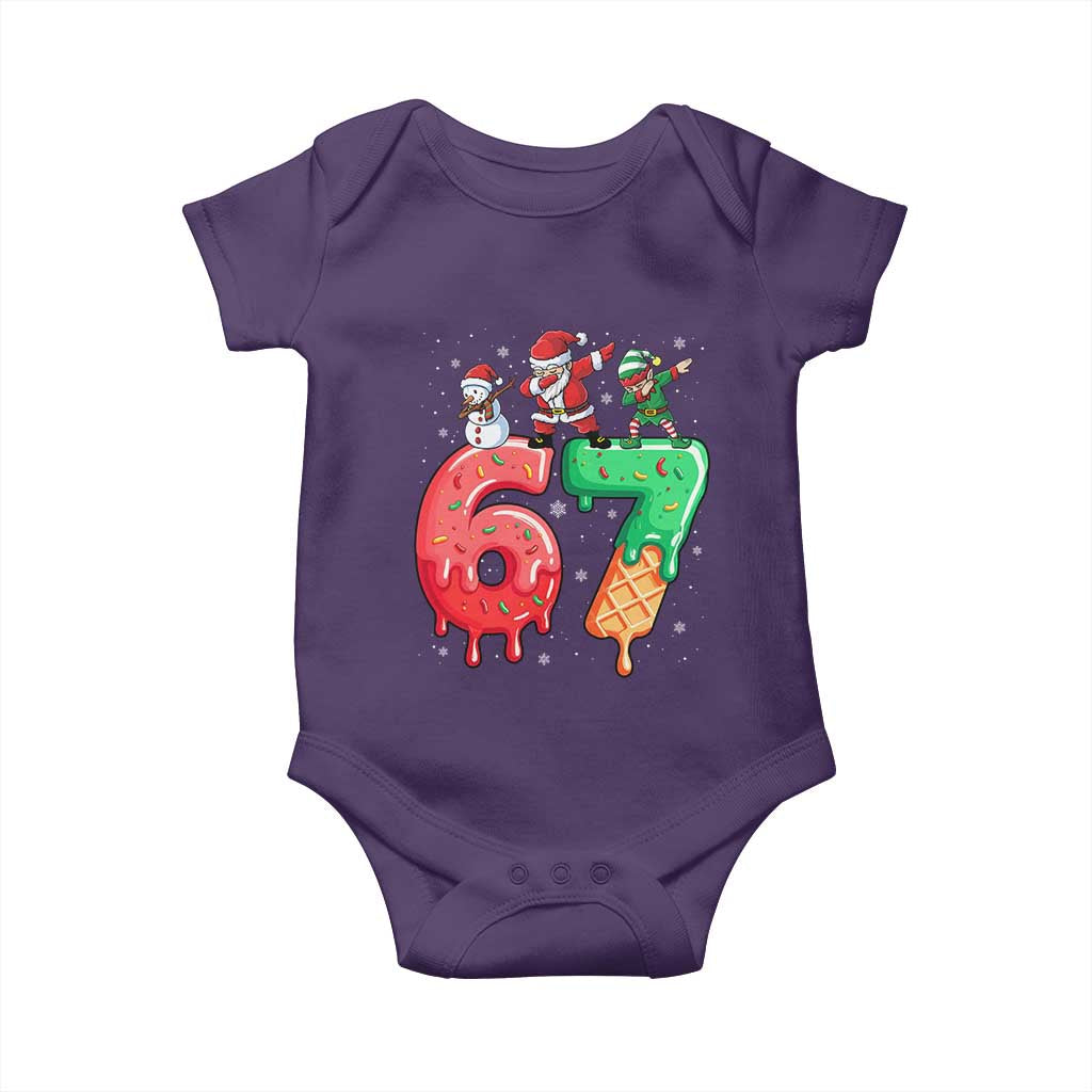 67 Six Seven Christmas Baby Onesie Funny Dabbing Santa Elf Friends 6 7 Meme Gen Alpha Slang TS10 Purple Print Your Wear