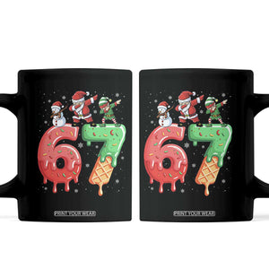 67 Six Seven Christmas Coffee Mug Funny Dabbing Santa Elf Friends 6 7 Meme Gen Alpha Slang TS10 Black Print Your Wear