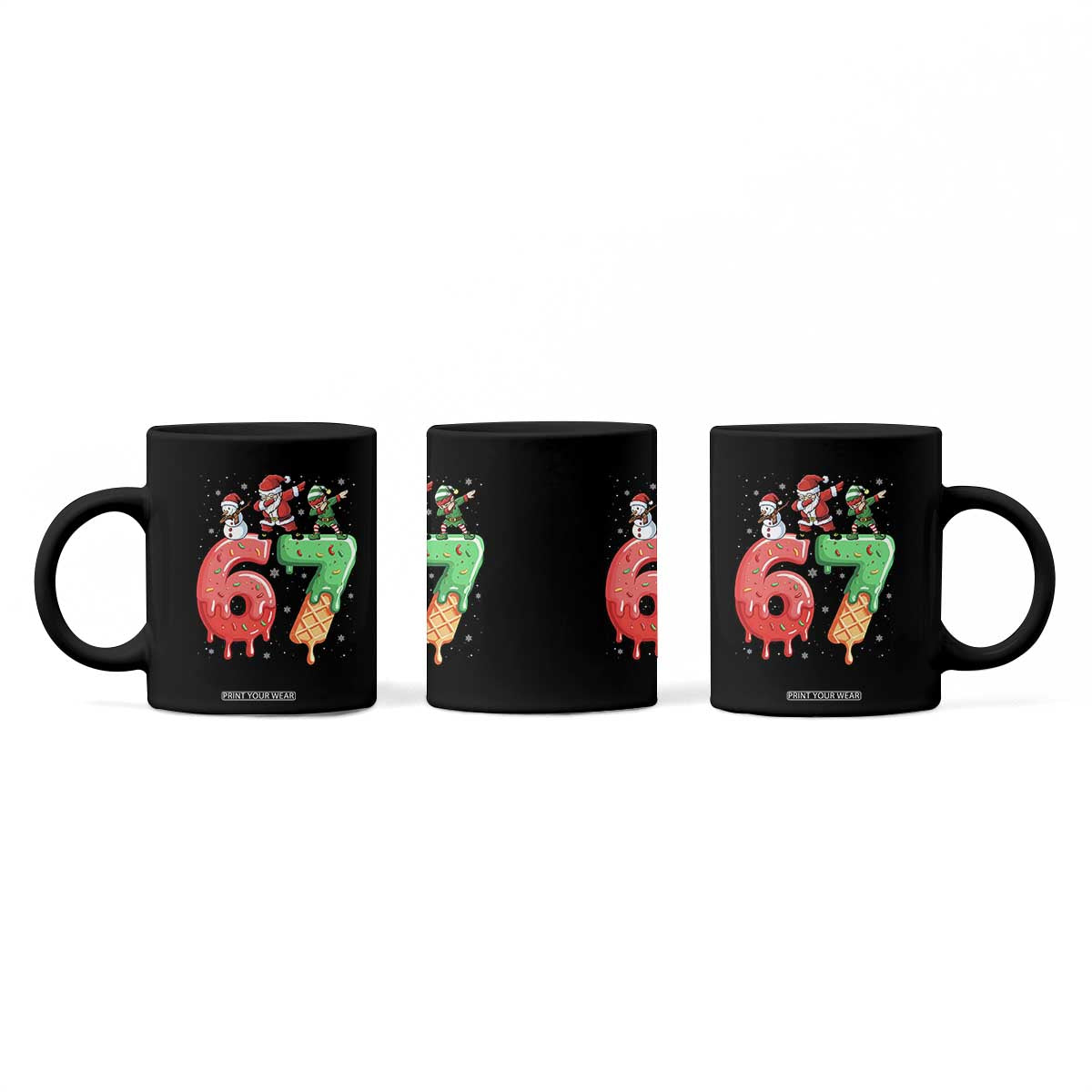 67 Six Seven Christmas Coffee Mug Funny Dabbing Santa Elf Friends 6 7 Meme Gen Alpha Slang TS10 Print Your Wear