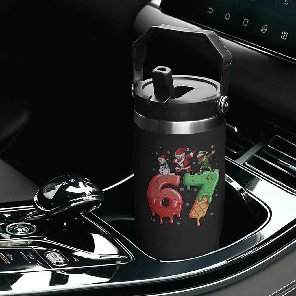 67 Six Seven Christmas Flip Straw Tumbler Funny Dabbing Santa Elf Friends 6 7 Meme Gen Alpha Slang TS10 Print Your Wear