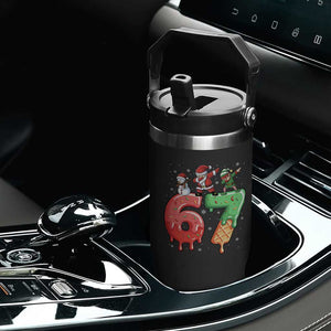 67 Six Seven Christmas Flip Straw Tumbler Funny Dabbing Santa Elf Friends 6 7 Meme Gen Alpha Slang TS10 Print Your Wear