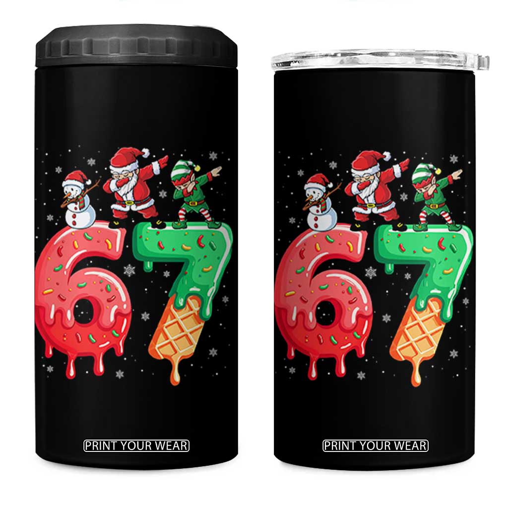 67 Six Seven Christmas 4 in 1 Can Cooler Tumbler Funny Dabbing Santa Elf Friends 6 7 Meme Gen Alpha Slang TS10 One Size: 16 oz Black Print Your Wear