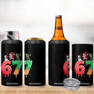 67 Six Seven Christmas 4 in 1 Can Cooler Tumbler Funny Dabbing Santa Elf Friends 6 7 Meme Gen Alpha Slang TS10 Print Your Wear