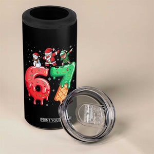 67 Six Seven Christmas 4 in 1 Can Cooler Tumbler Funny Dabbing Santa Elf Friends 6 7 Meme Gen Alpha Slang TS10 Print Your Wear