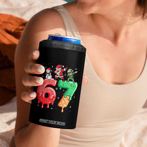 67 Six Seven Christmas 4 in 1 Can Cooler Tumbler Funny Dabbing Santa Elf Friends 6 7 Meme Gen Alpha Slang TS10 Print Your Wear