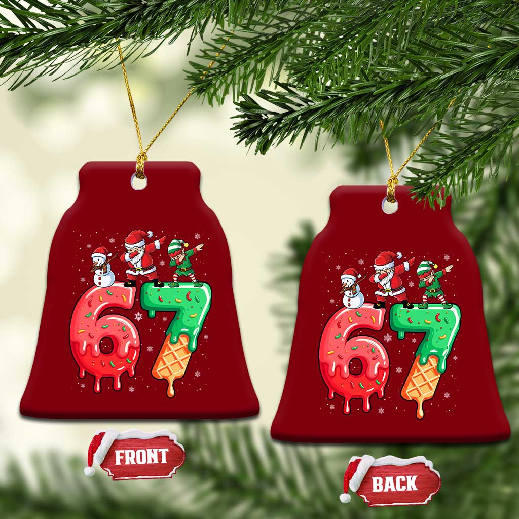 67 Six Seven Christmas Ceramic Ornament Funny Dabbing Santa Elf Friends 6 7 Meme Gen Alpha Slang TS10 Print Your Wear