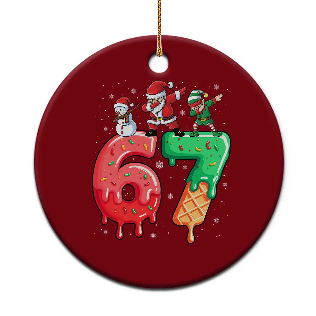 67 Six Seven Christmas Ceramic Ornament Funny Dabbing Santa Elf Friends 6 7 Meme Gen Alpha Slang TS10 1pc Red Print Your Wear