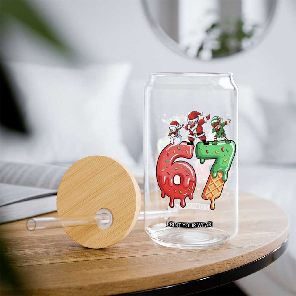 67 Six Seven Christmas Glass Can Funny Dabbing Santa Elf Friends 6 7 Meme Gen Alpha Slang TS10 Print Your Wear