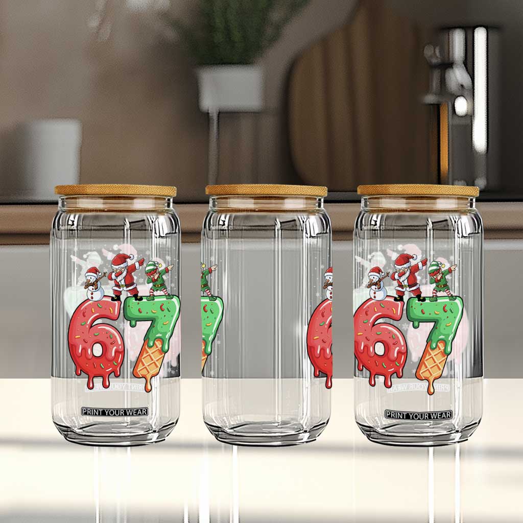 67 Six Seven Christmas Glass Can Funny Dabbing Santa Elf Friends 6 7 Meme Gen Alpha Slang TS10 Print Your Wear