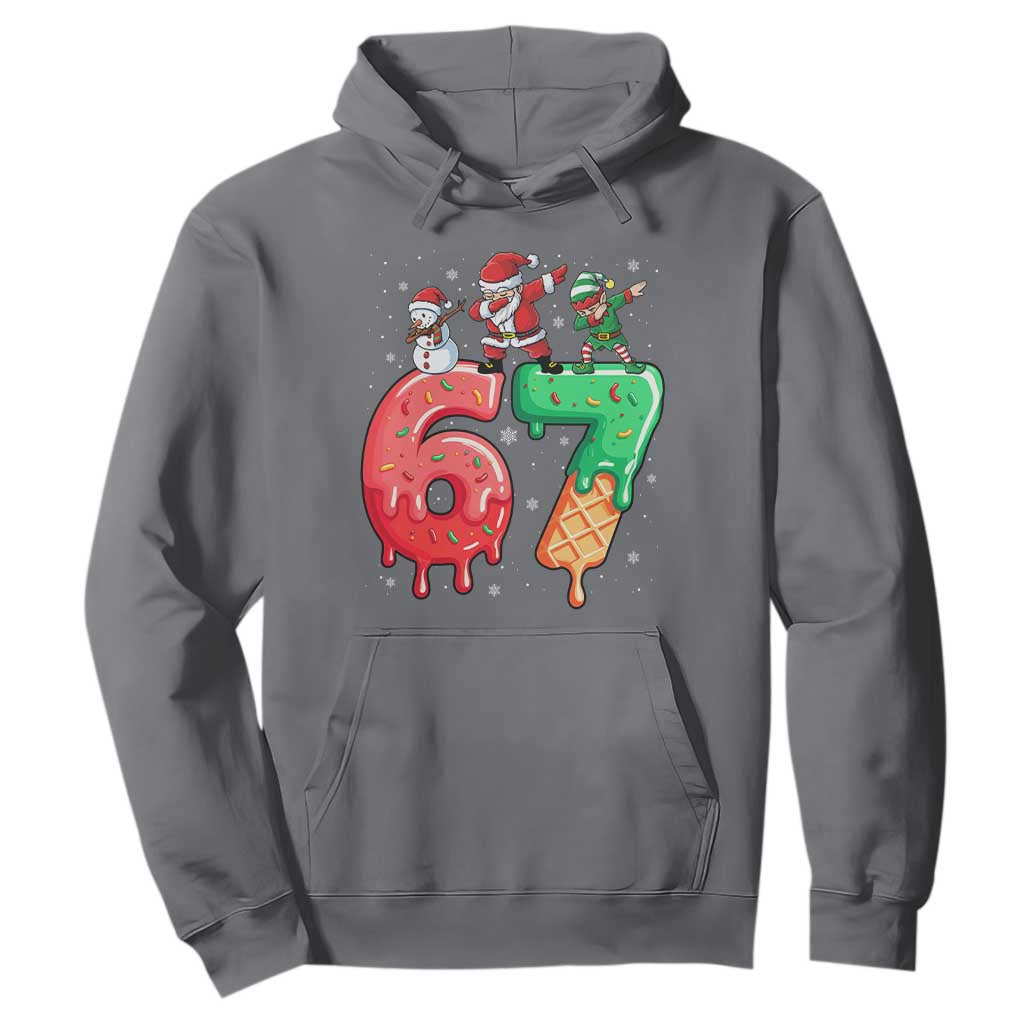 67 Six Seven Christmas Hoodie Funny Dabbing Santa Elf Friends 6 7 Meme Gen Alpha Slang TS10 Charcoal Print Your Wear