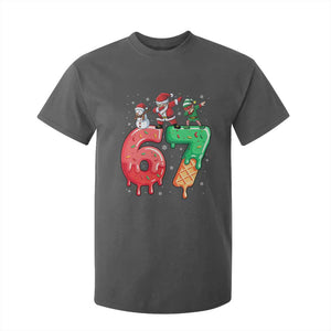 67 Six Seven Christmas T Shirt For Kid Funny Dabbing Santa Elf Friends 6 7 Meme Gen Alpha Slang TS10 Dark Heather Print Your Wear