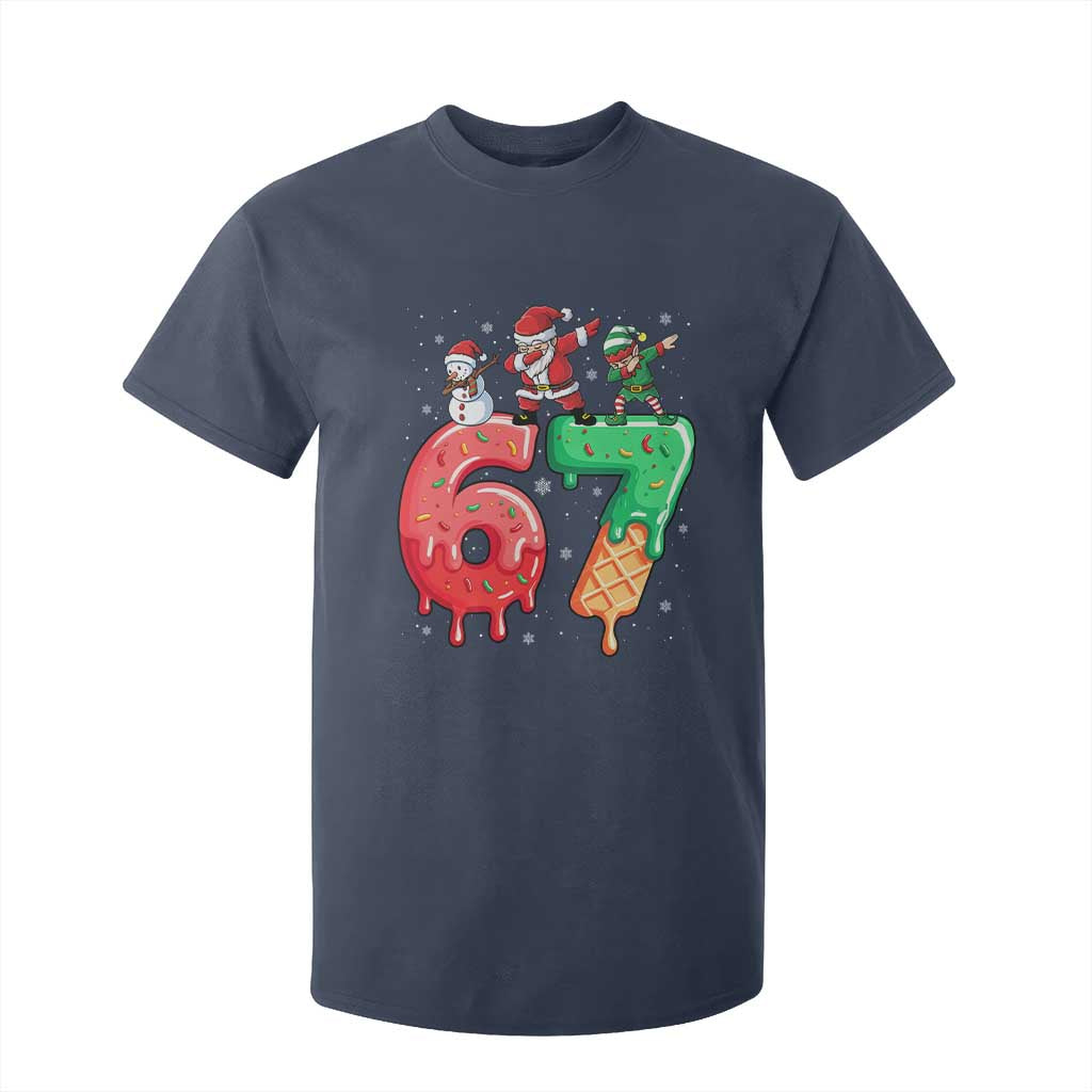 67 Six Seven Christmas T Shirt For Kid Funny Dabbing Santa Elf Friends 6 7 Meme Gen Alpha Slang TS10 Navy Print Your Wear