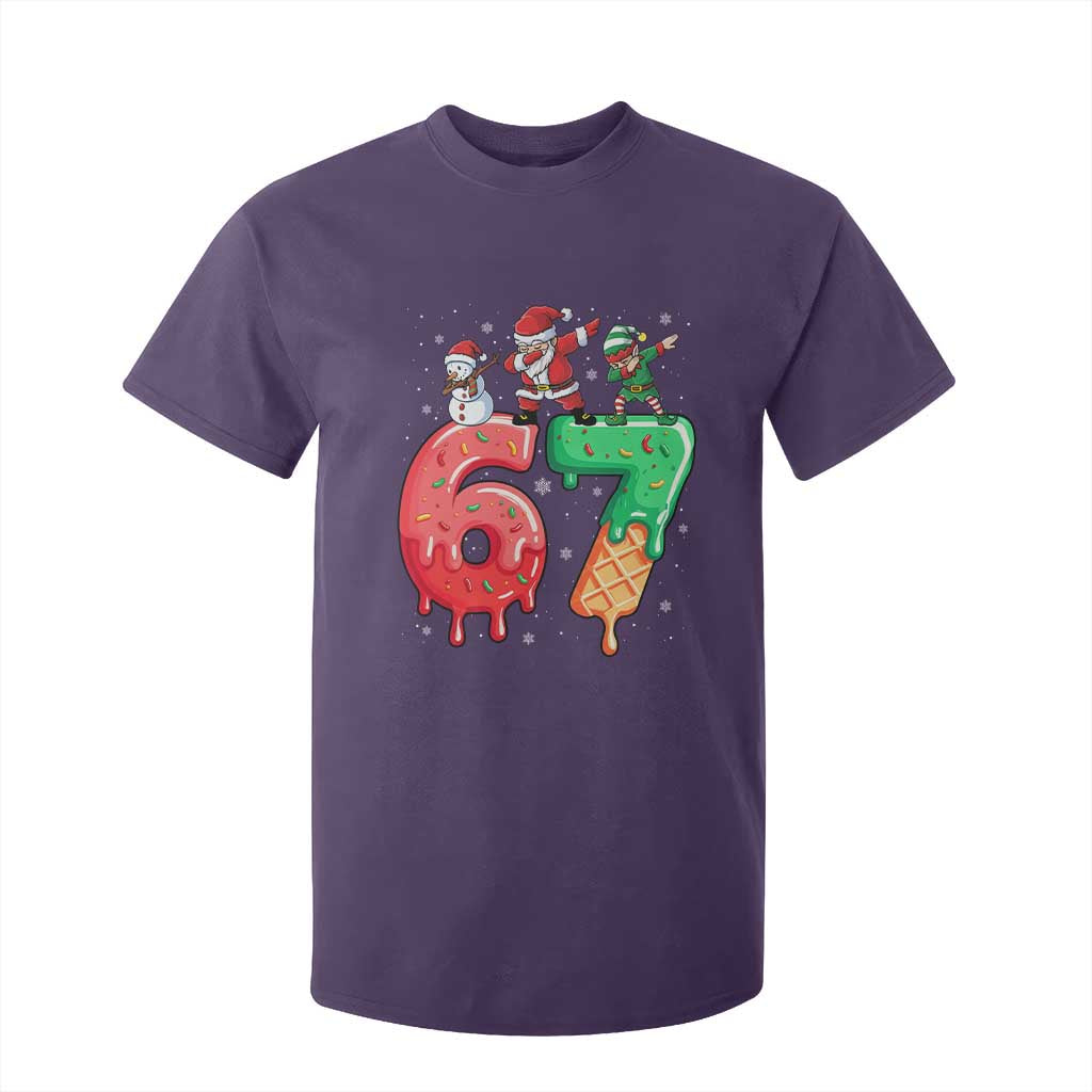67 Six Seven Christmas T Shirt For Kid Funny Dabbing Santa Elf Friends 6 7 Meme Gen Alpha Slang TS10 Purple Print Your Wear