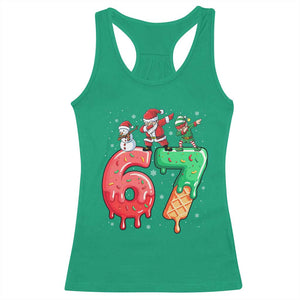67 Six Seven Christmas Racerback Tank Top Funny Dabbing Santa Elf Friends 6 7 Meme Gen Alpha Slang TS10 Irish Green Print Your Wear