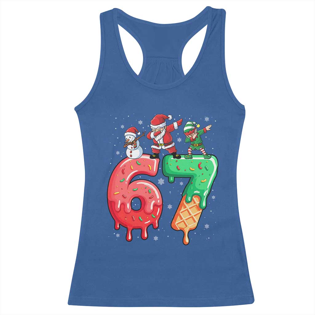 67 Six Seven Christmas Racerback Tank Top Funny Dabbing Santa Elf Friends 6 7 Meme Gen Alpha Slang TS10 Royal Blue Print Your Wear