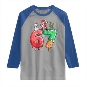 67 Six Seven Christmas Raglan Shirt Funny Dabbing Santa Elf Friends 6 7 Meme Gen Alpha Slang TS10 Sport Gray Royal Print Your Wear