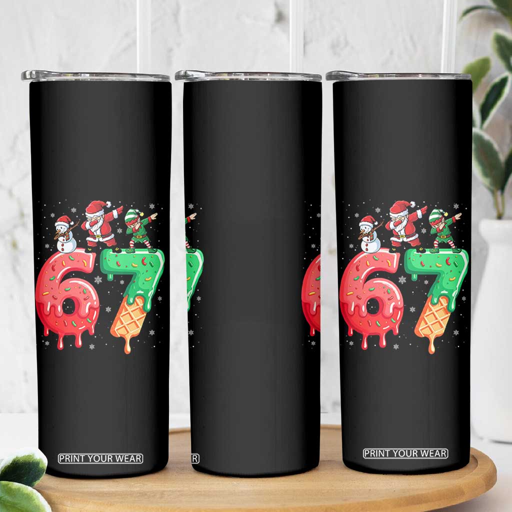 67 Six Seven Christmas Skinny Tumbler Funny Dabbing Santa Elf Friends 6 7 Meme Gen Alpha Slang TS10 Print Your Wear