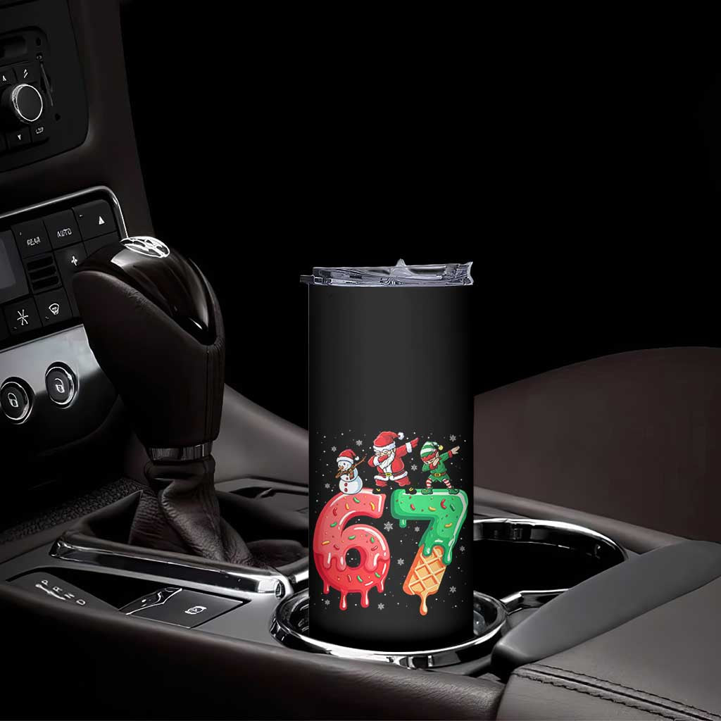 67 Six Seven Christmas Skinny Tumbler Funny Dabbing Santa Elf Friends 6 7 Meme Gen Alpha Slang TS10 Print Your Wear