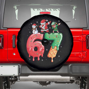 67 Six Seven Christmas Spare Tire Cover Funny Dabbing Santa Elf Friends 6 7 Meme Gen Alpha Slang TS10 Black Print Your Wear