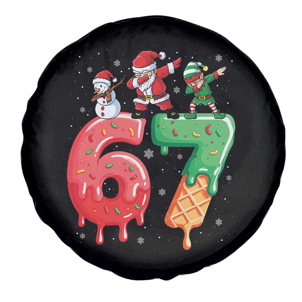 67 Six Seven Christmas Spare Tire Cover Funny Dabbing Santa Elf Friends 6 7 Meme Gen Alpha Slang TS10 Print Your Wear
