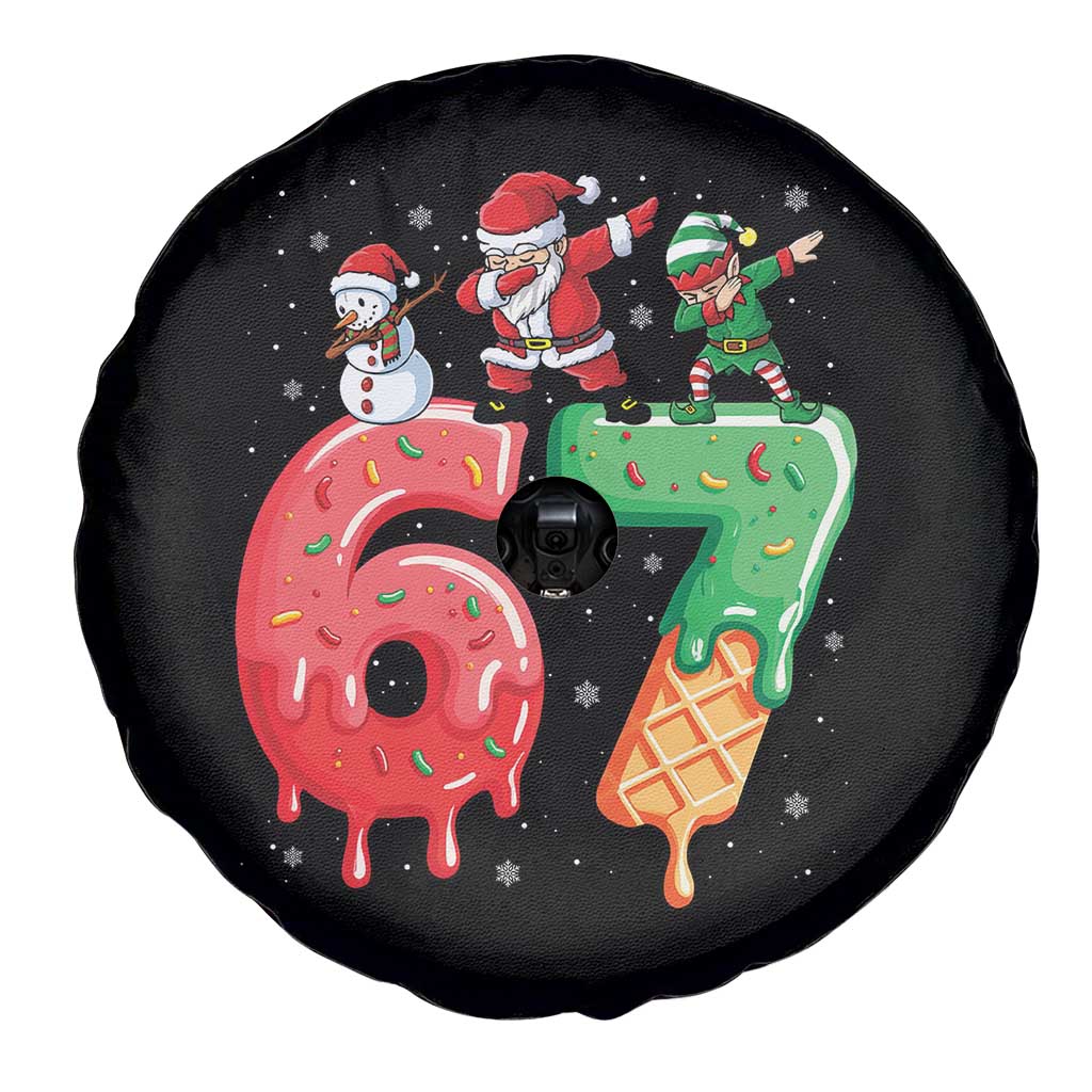 67 Six Seven Christmas Spare Tire Cover Funny Dabbing Santa Elf Friends 6 7 Meme Gen Alpha Slang TS10 Print Your Wear