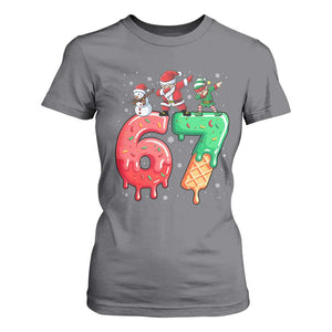 67 Six Seven Christmas T Shirt For Women Funny Dabbing Santa Elf Friends 6 7 Meme Gen Alpha Slang TS10 Charcoal Print Your Wear