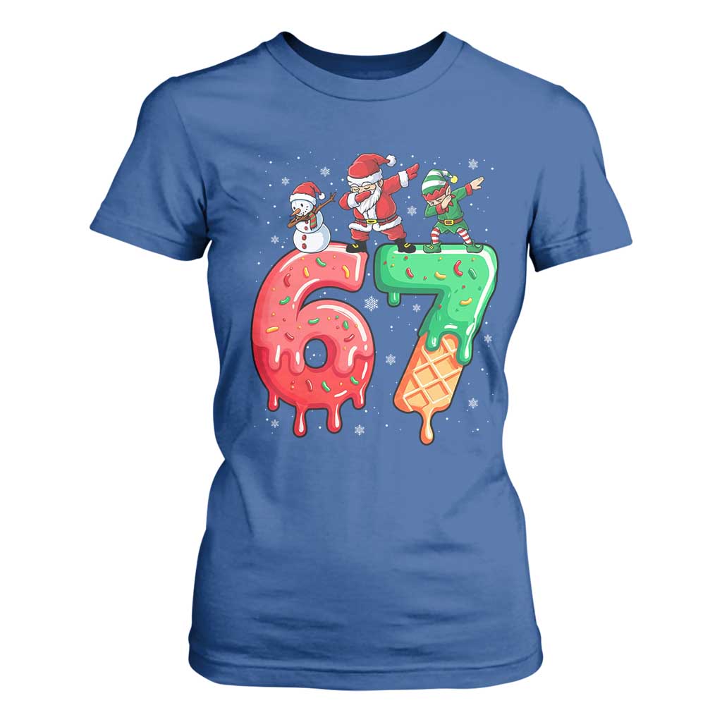 67 Six Seven Christmas T Shirt For Women Funny Dabbing Santa Elf Friends 6 7 Meme Gen Alpha Slang TS10 Royal Blue Print Your Wear