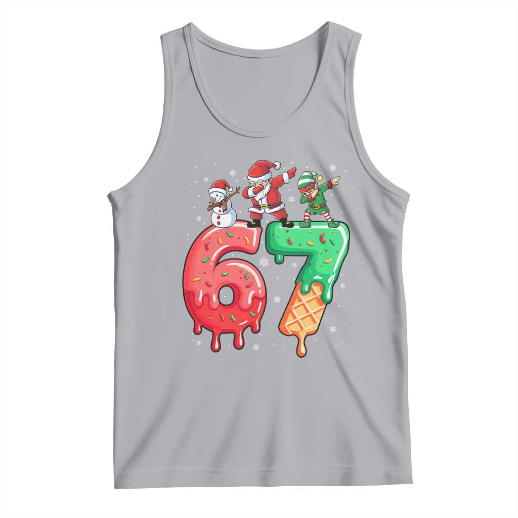67 Six Seven Christmas Tank Top Funny Dabbing Santa Elf Friends 6 7 Meme Gen Alpha Slang TS10 Athletic Heather Print Your Wear