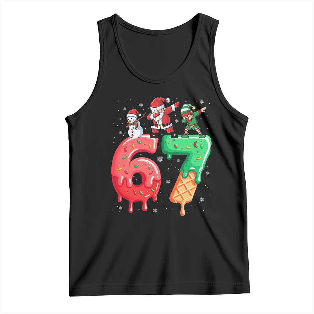 67 Six Seven Christmas Tank Top Funny Dabbing Santa Elf Friends 6 7 Meme Gen Alpha Slang TS10 Black Print Your Wear