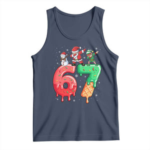67 Six Seven Christmas Tank Top Funny Dabbing Santa Elf Friends 6 7 Meme Gen Alpha Slang TS10 Navy Print Your Wear