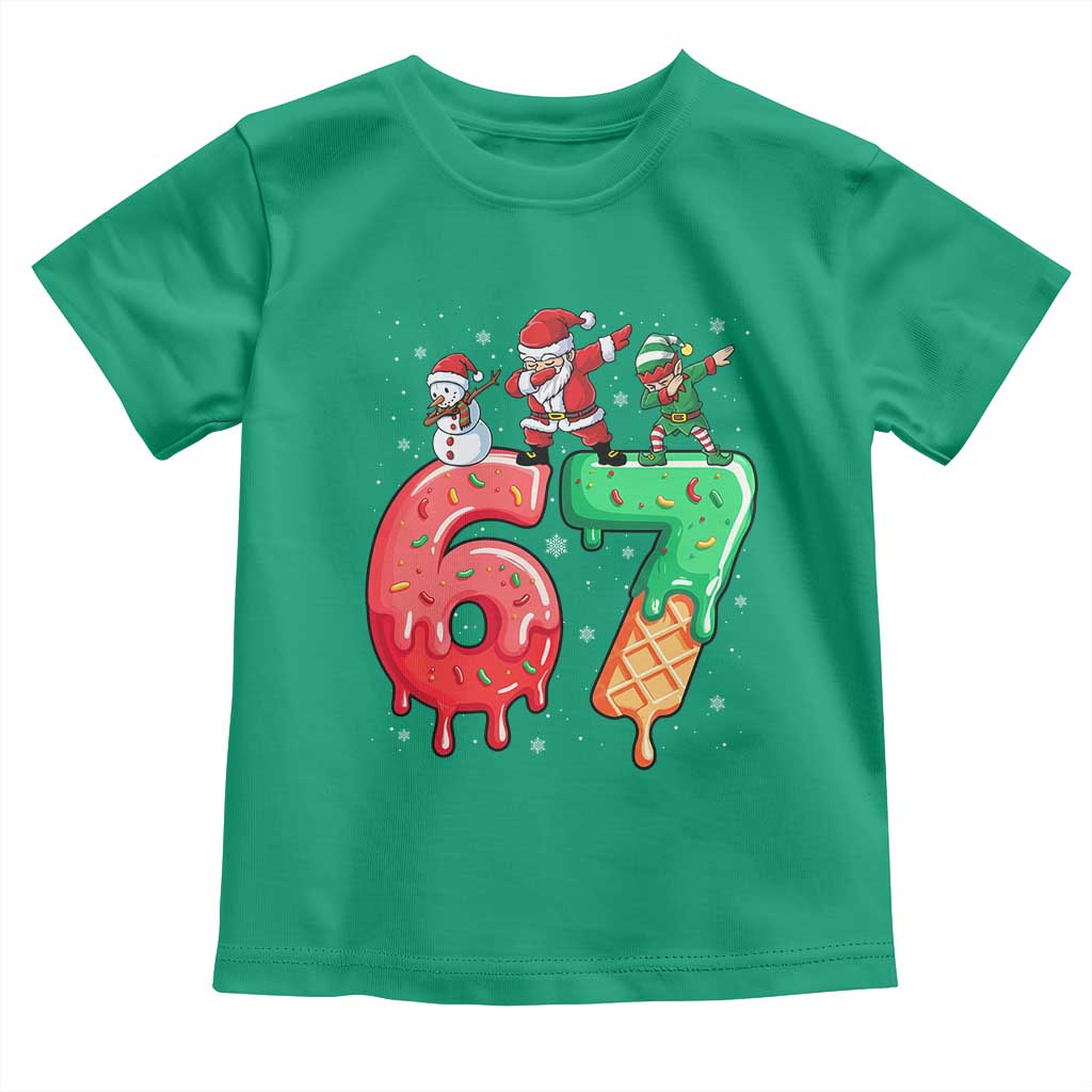 67 Six Seven Christmas Toddler T Shirt Funny Dabbing Santa Elf Friends 6 7 Meme Gen Alpha Slang TS10 Irish Green Print Your Wear