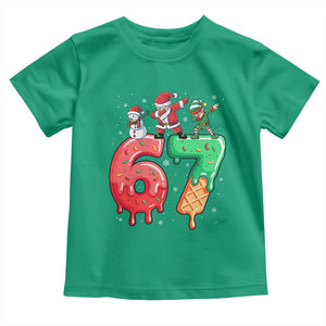 67 Six Seven Christmas Toddler T Shirt Funny Dabbing Santa Elf Friends 6 7 Meme Gen Alpha Slang TS10 Irish Green Print Your Wear