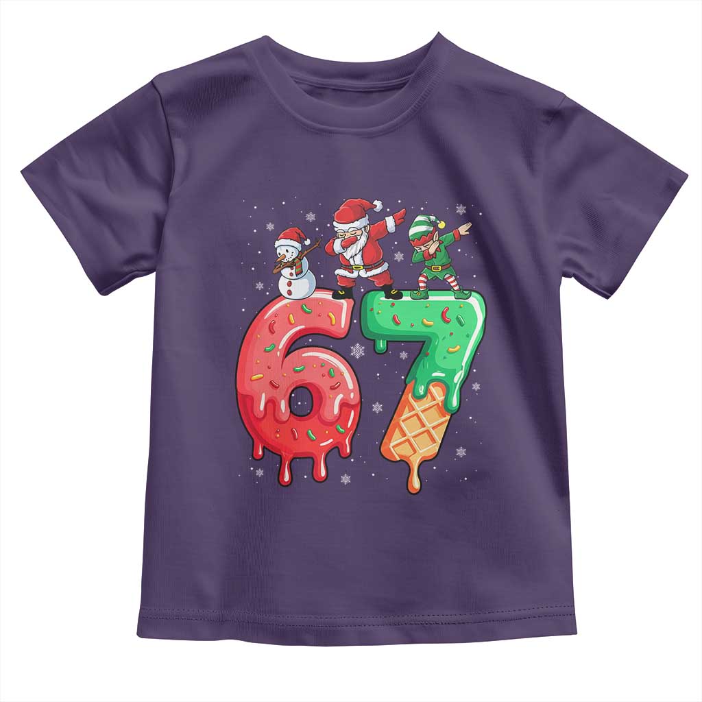 67 Six Seven Christmas Toddler T Shirt Funny Dabbing Santa Elf Friends 6 7 Meme Gen Alpha Slang TS10 Purple Print Your Wear