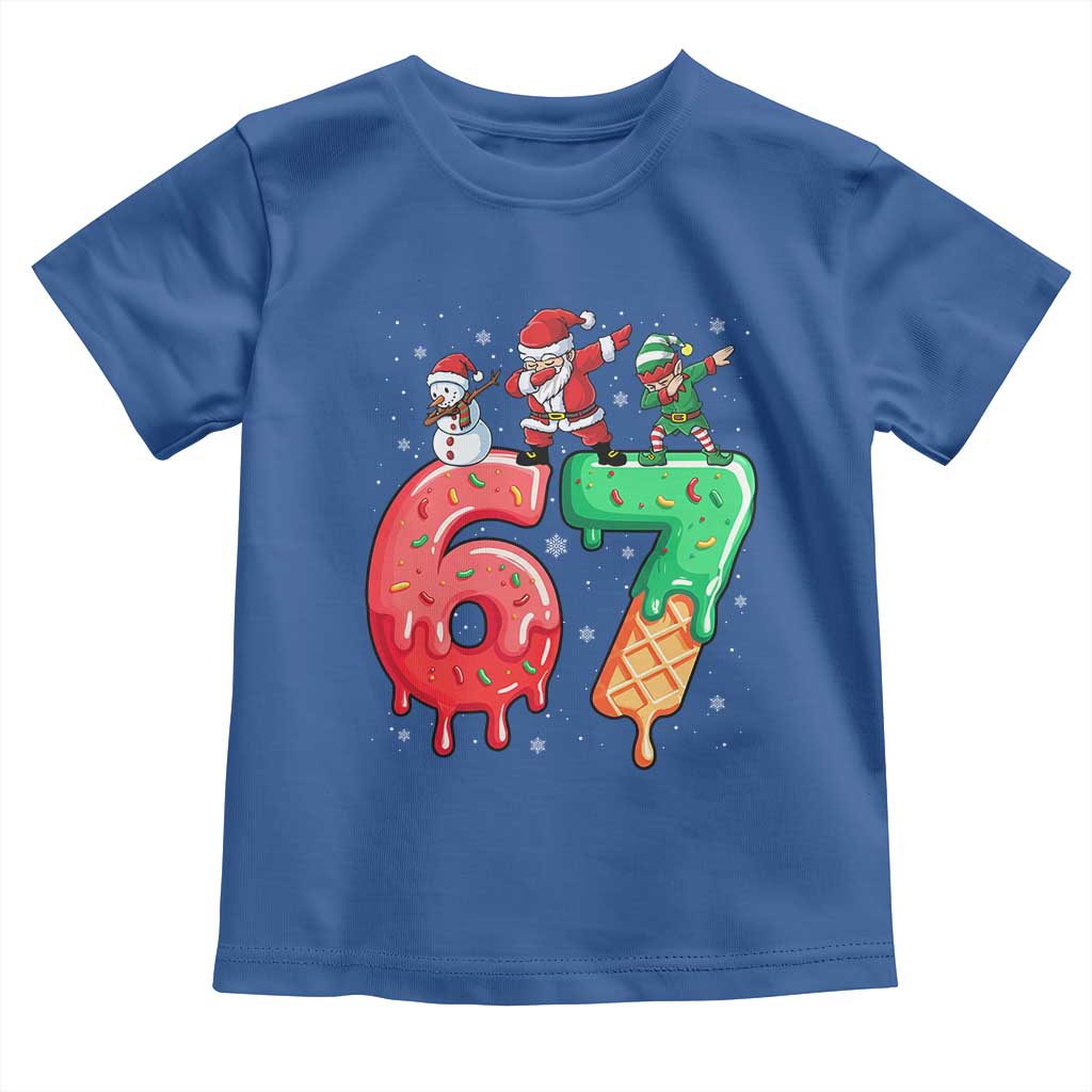 67 Six Seven Christmas Toddler T Shirt Funny Dabbing Santa Elf Friends 6 7 Meme Gen Alpha Slang TS10 Royal Blue Print Your Wear