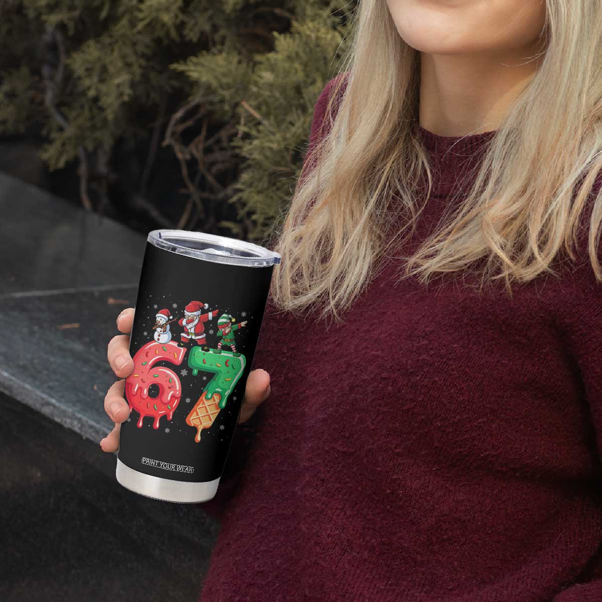 67 Six Seven Christmas Tumbler Cup Funny Dabbing Santa Elf Friends 6 7 Meme Gen Alpha Slang TS10 Print Your Wear
