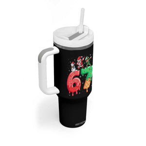67 Six Seven Christmas Tumbler With Handle Funny Dabbing Santa Elf Friends 6 7 Meme Gen Alpha Slang TS10 Print Your Wear